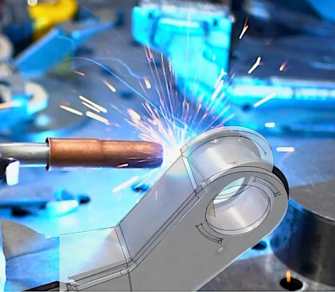 Welding overlayed by a 3D model for control arm