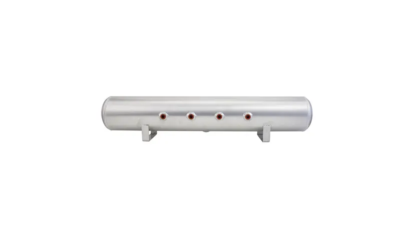 Airlift 5 Gal Alum Air Tank - (4) 3/8" face ports, & 1/4" drain port - 36" L x 6" D