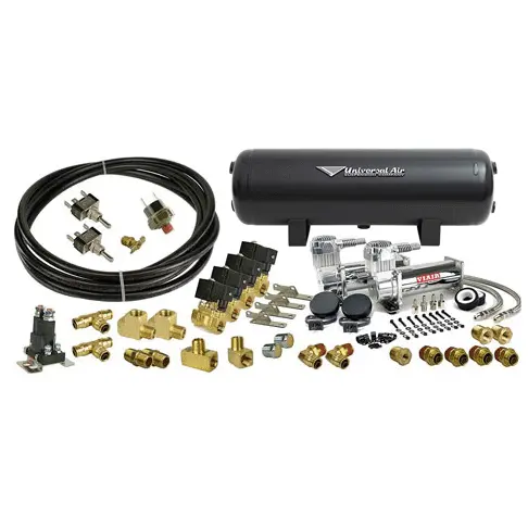 [10-130353] Brass Valves FB Air Management Package (3 Gallon Black Aluminum, Single Viair 380, 3/8", 2 Toggles, No, No)