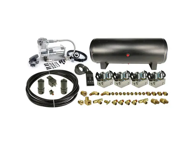 [10-190397] Seperate Manifold Valves FBSS Air Management Package (3 Gallon Black Aluminum, Single Viair 380, 1/4", AVS 7 Switch, No, No)