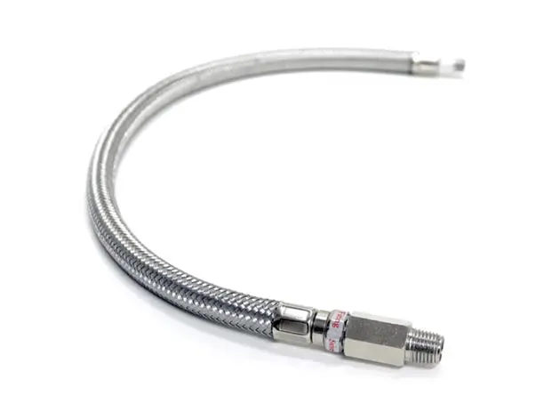 [VA-92793] 21" S.S. Braided Leader Hose w/ Check Valve (1/4")