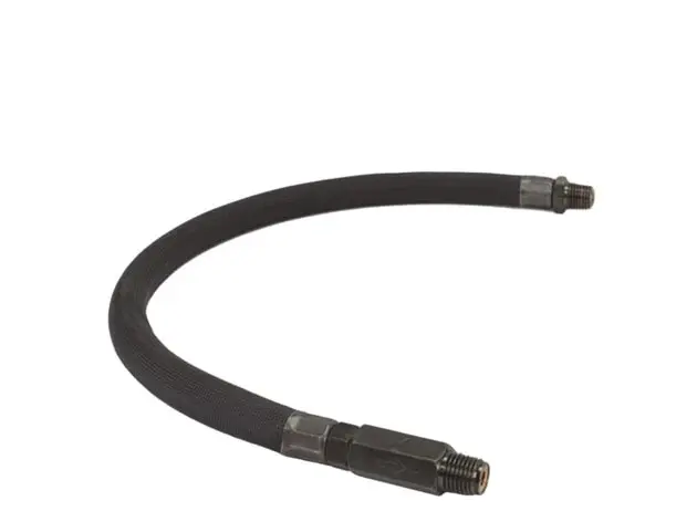 [VA-92796] 24" by 1/4" S.S. Leader Hose w/ Black Sleeve w/ check valve (1/4" M to 1/4” M, NPT, Swivel)