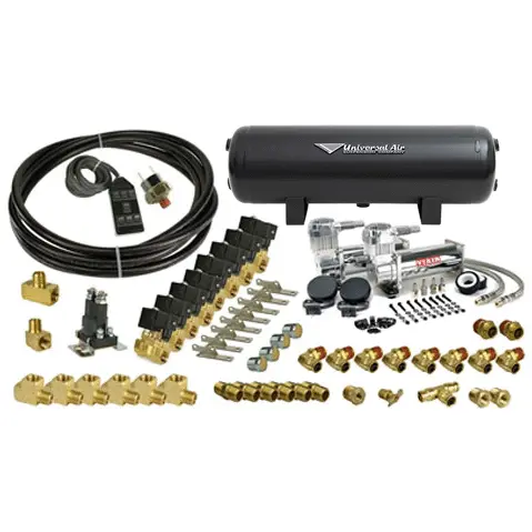 Brass Valves FBSS Air Management Package (3 Gallon Black Aluminum, No Compressor, 3/8", AVS 7 Switch, No)