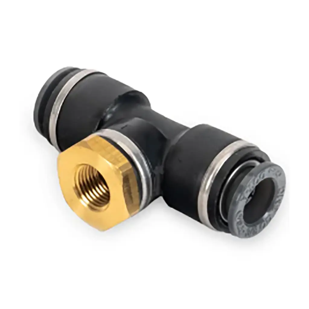 [AA-3658] Accuair 3/8" DOT/PTC Tee -to- 1/8 NPT Female (Pressure Sensor Tee)