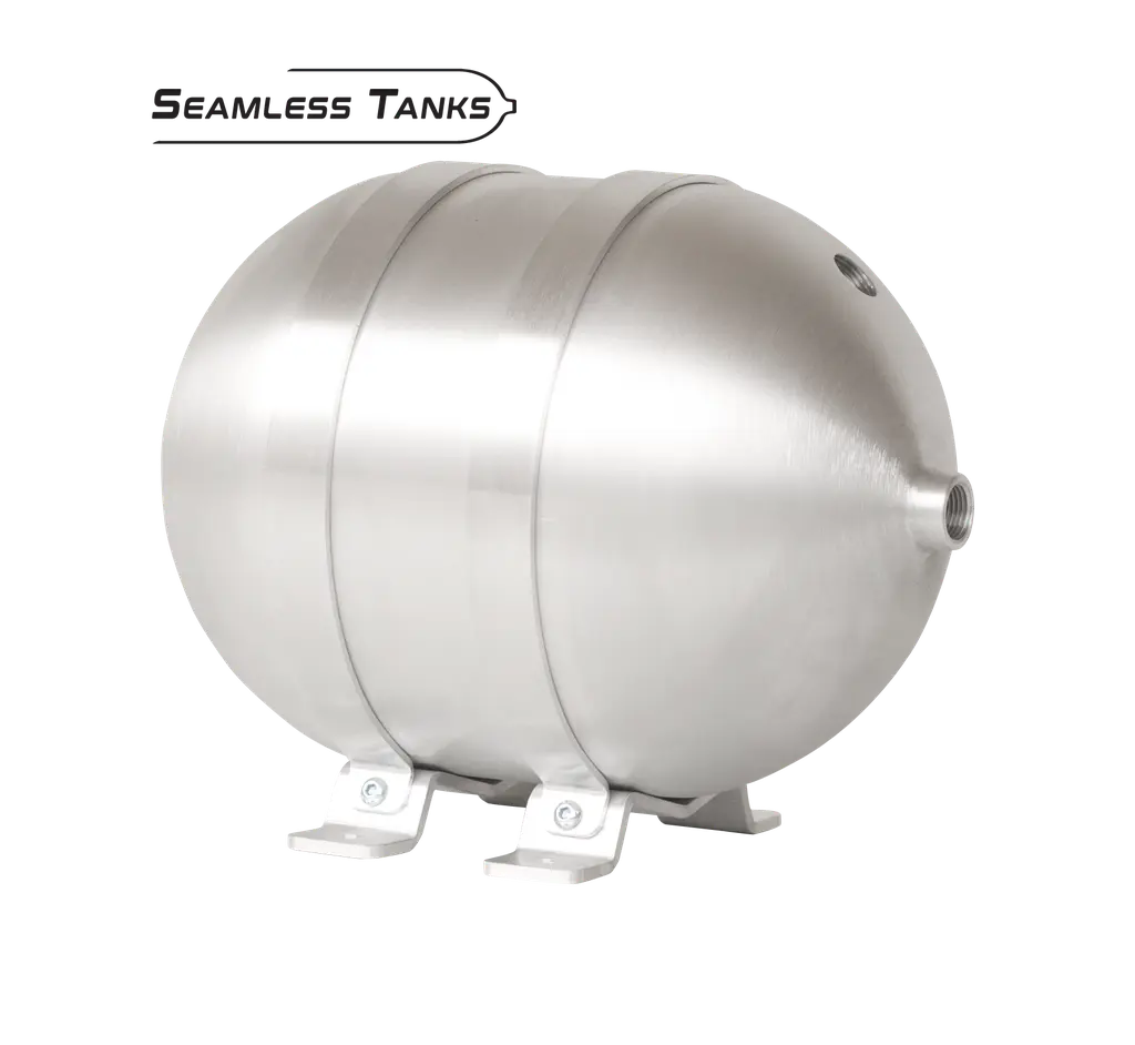[ST-812381] 12” X 8.625” Seamless Aluminum Tank With 4 3/8" Ports with hardware and 1 1/4" Port 