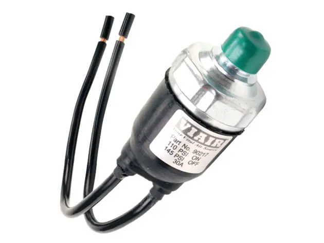 Sealed Pressure Switch, 1/4" M NPT Port, 12 GA Lead Wires (110 PSI On, 145 PSI Off)