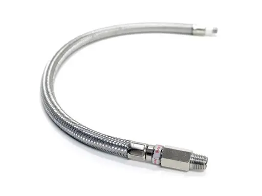 [VA-92793] 21" S.S. Braided Leader Hose w/ Check Valve (1/4")