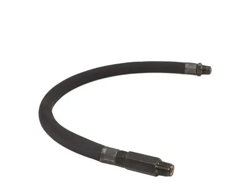 [VA-92796] 24" by 1/4" S.S. Leader Hose w/ Black Sleeve w/ check valve (1/4" M to 1/4” M, NPT, Swivel)